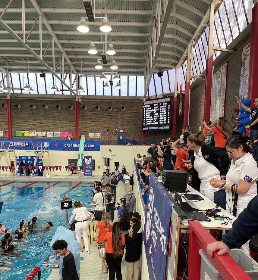 ISOA official at a swim meet